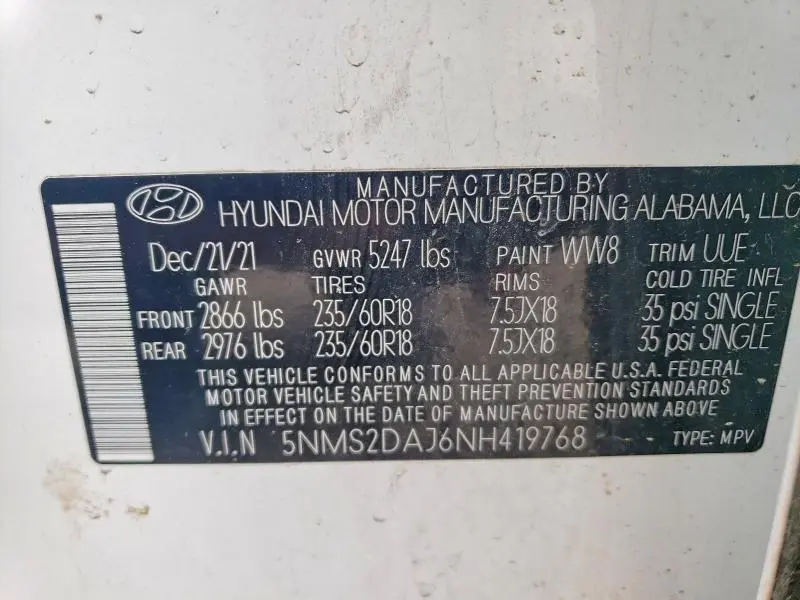 2022 HYUNDAI SANTA FE SEL  