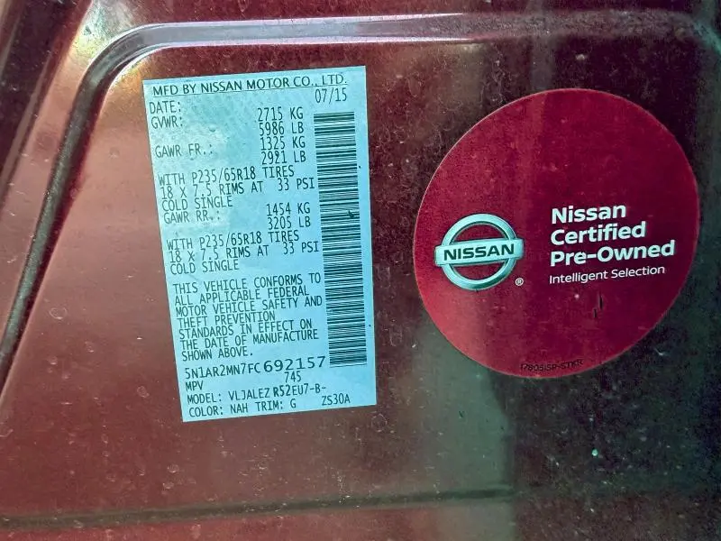 2015 NISSAN PATHFINDER S  