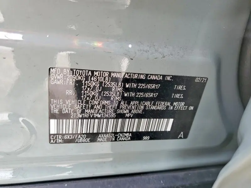 2021 TOYOTA RAV4 XLE  