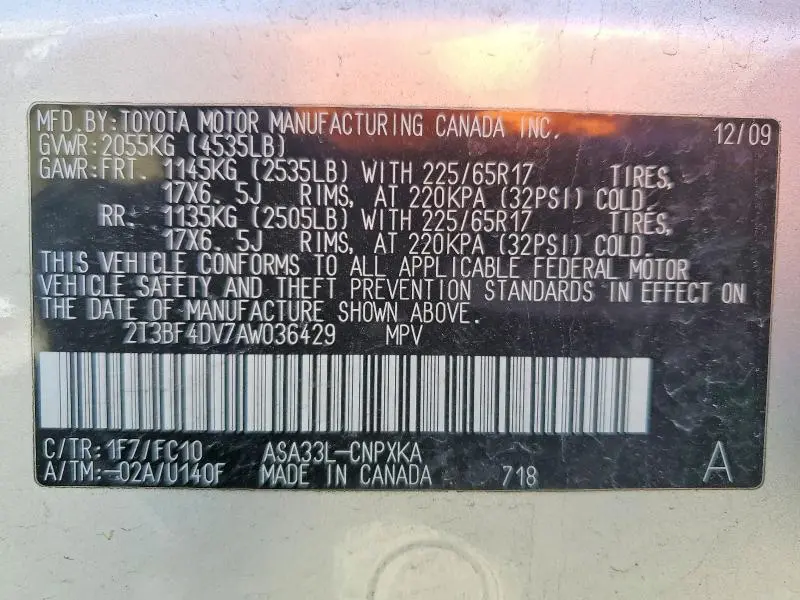 2010 TOYOTA RAV4 BASE  