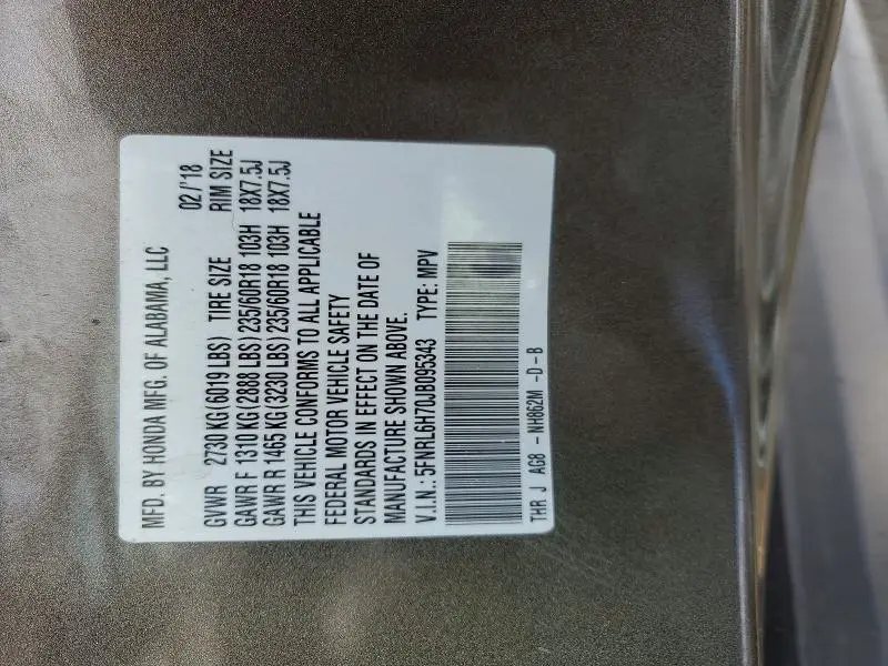 2018 HONDA ODYSSEY EXL  