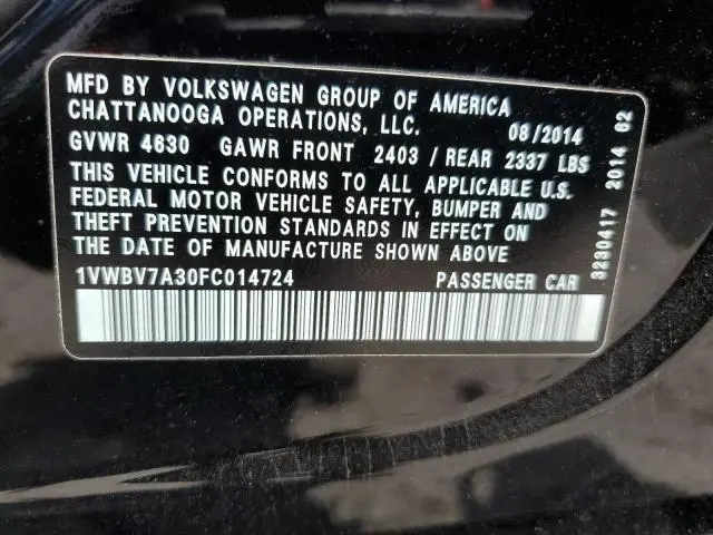 2015 VOLKSWAGEN PASSAT SE  