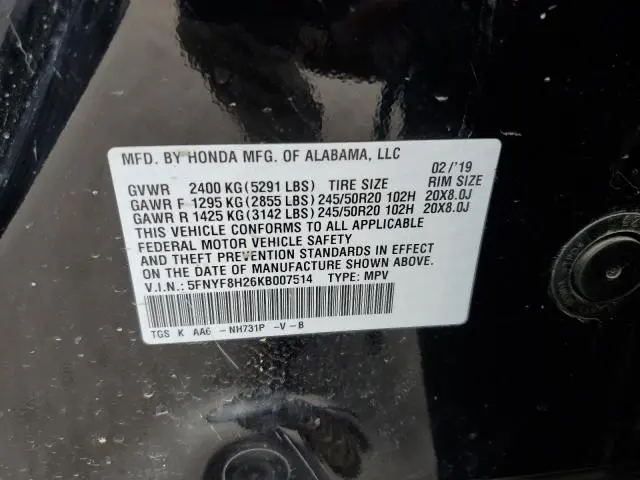 2019 HONDA PASSPORT SPORT  