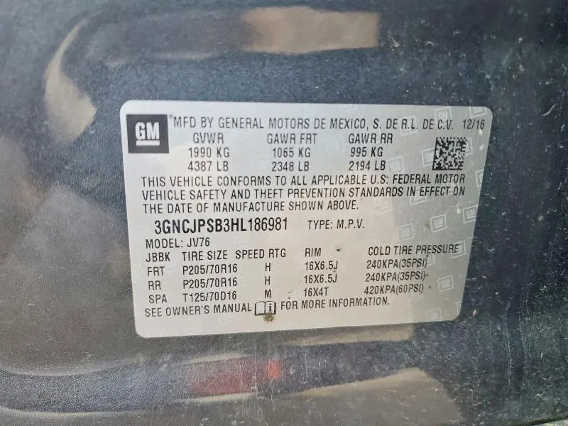 2017 CHEVROLET TRAX 1LT  