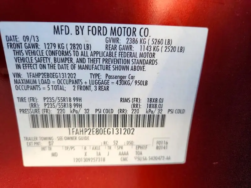 2014 FORD TAURUS SEL  