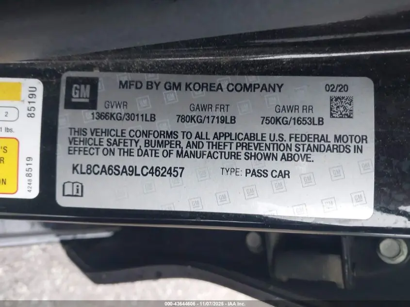 2020 CHEVROLET SPARK FWD LS MANUAL