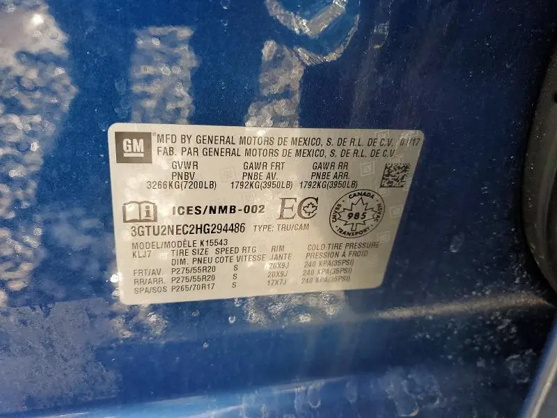 2017 GMC SIERRA K1500 SLT  