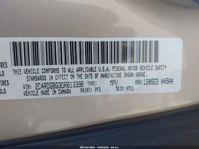 2013 DODGE GRAND CARAVAN SE