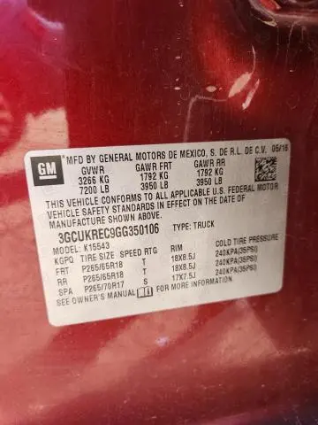 2016 CHEVROLET SILVERADO K1500 LT  