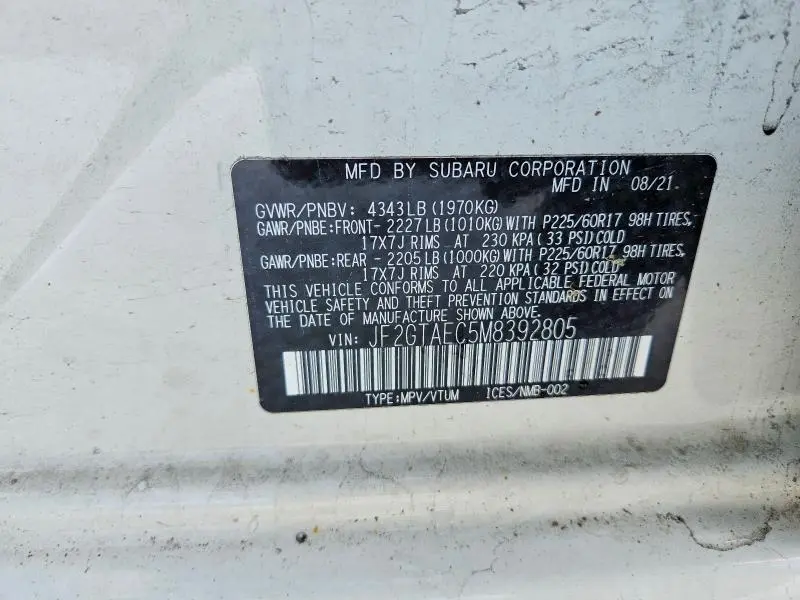 2021 SUBARU CROSSTREK PREMIUM  