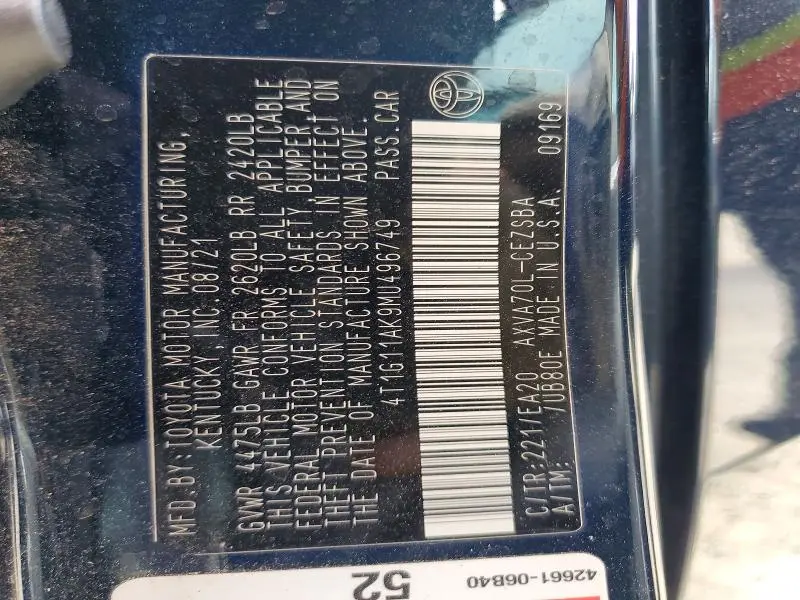 2021 TOYOTA CAMRY SE  