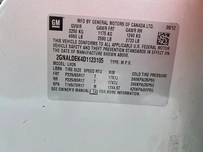 2013 CHEVROLET EQUINOX LT  