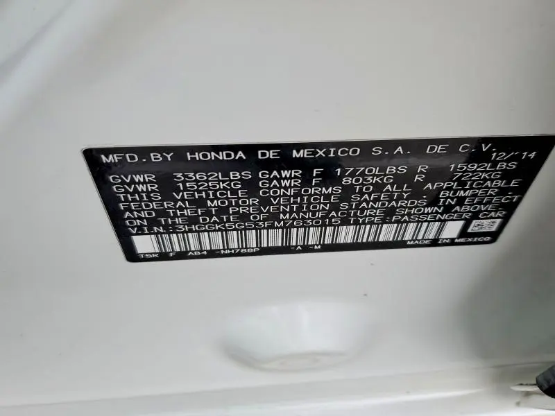 2015 HONDA FIT LX  