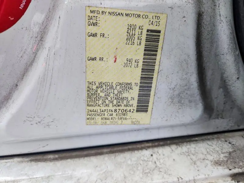 2015 NISSAN ALTIMA 2.5 SL  