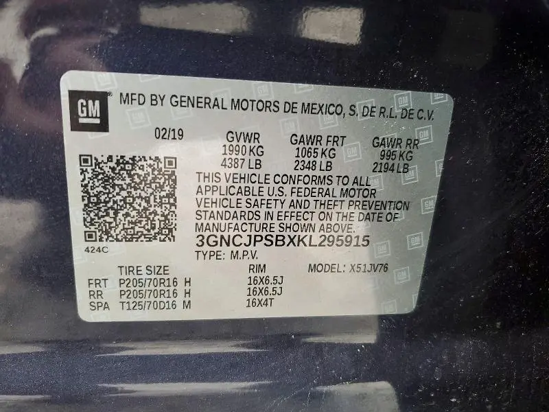2019 CHEVROLET TRAX 1LT  