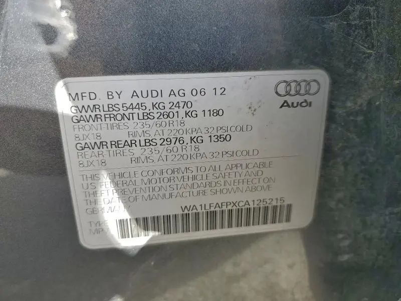 2012 AUDI Q5 PREMIUM PLUS  