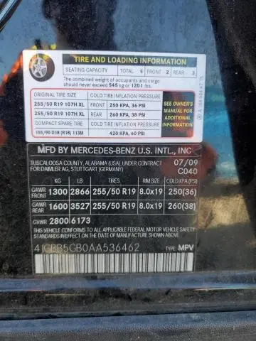 2010 MERCEDES-BENZ ML 350  