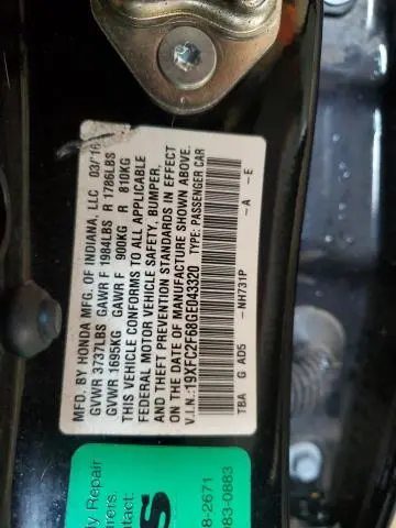 2016 HONDA CIVIC LX  
