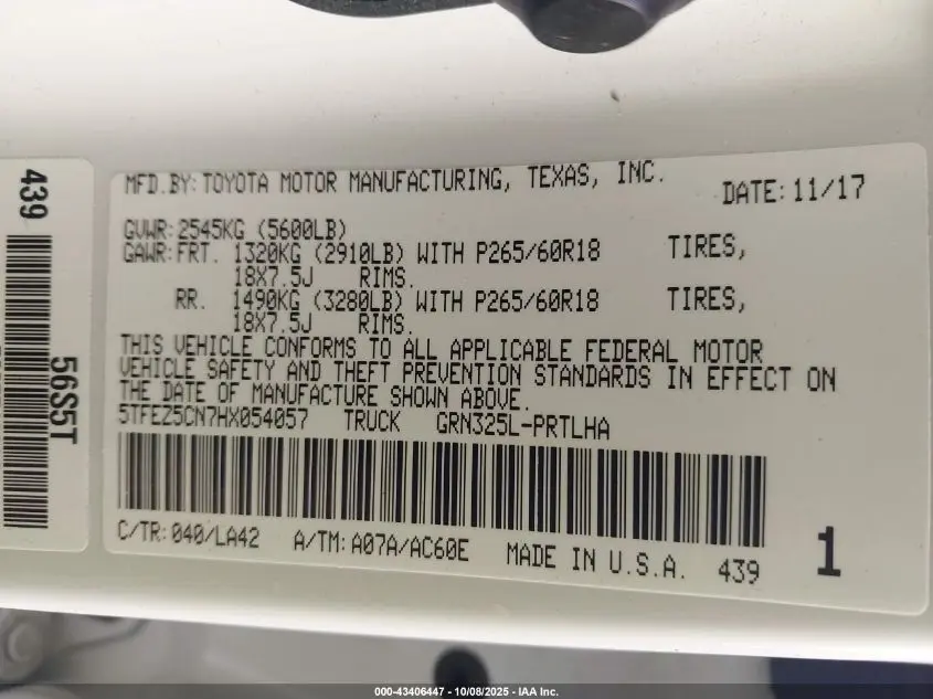 2017 TOYOTA TACOMA LIMITED