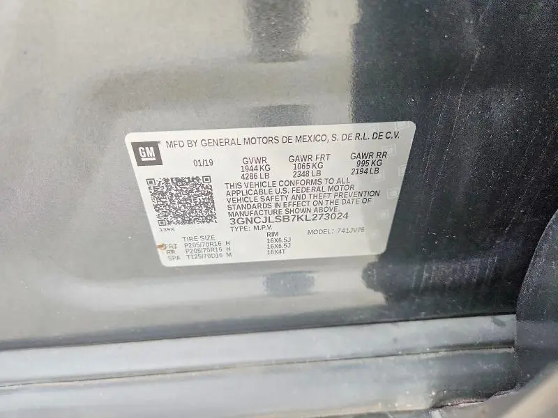 2019 CHEVROLET TRAX 1LT  