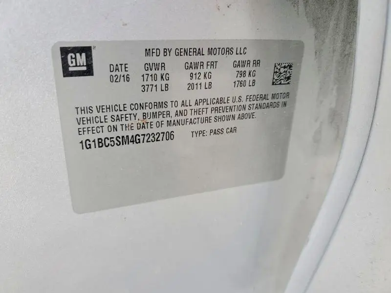 2016 CHEVROLET CRUZE LS  