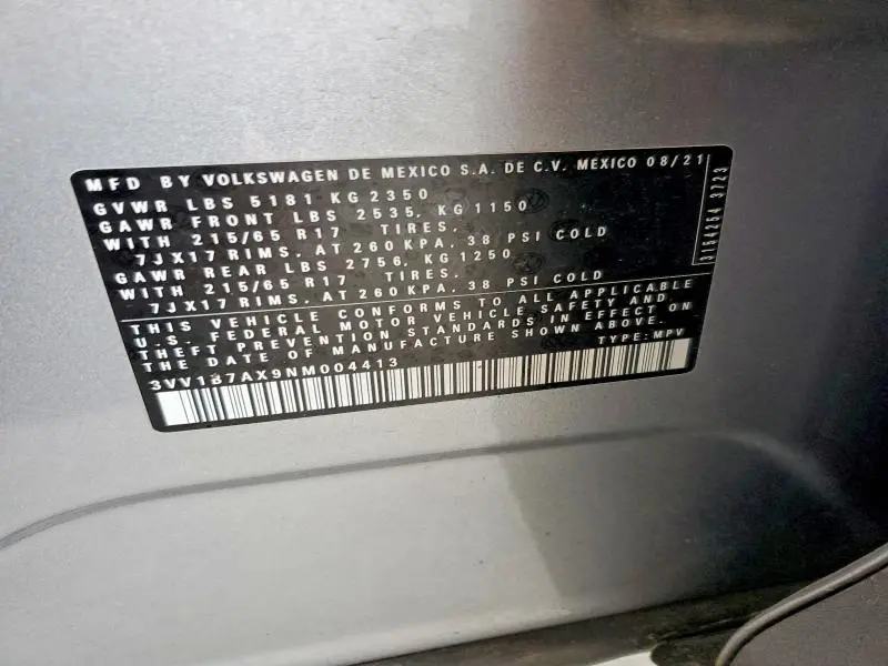 2022 VOLKSWAGEN TIGUAN S  