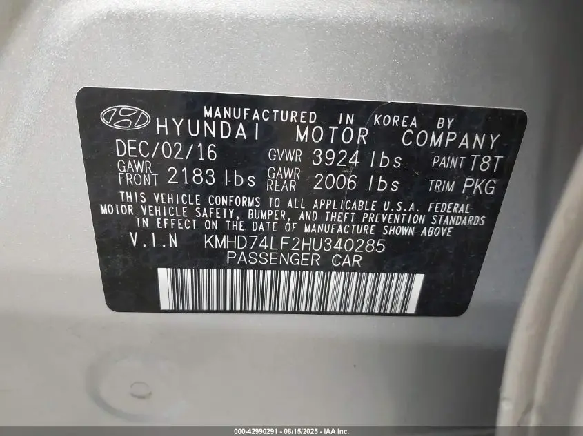 2017 HYUNDAI ELANTRA SE