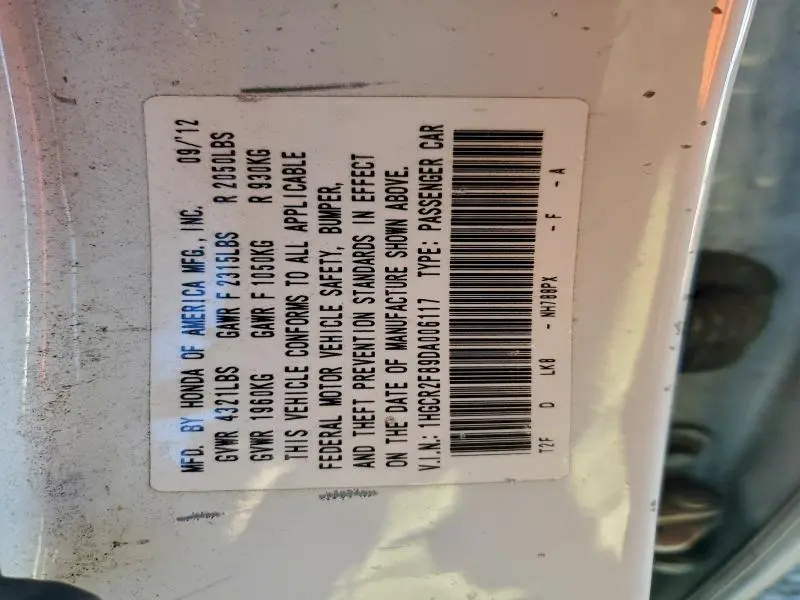 2013 HOND ACCORD EXL