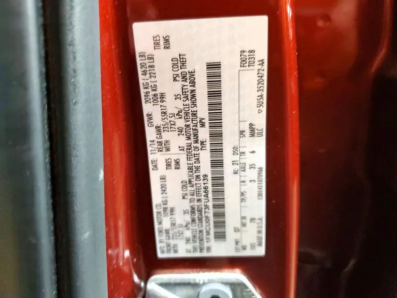 2015 FORD ESCAPE S  