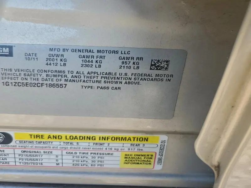 2012 CHEVROLET MALIBU 1LT  