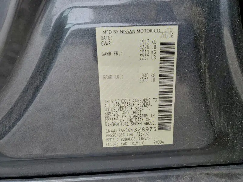 2016 NISSAN ALTIMA 2.5  