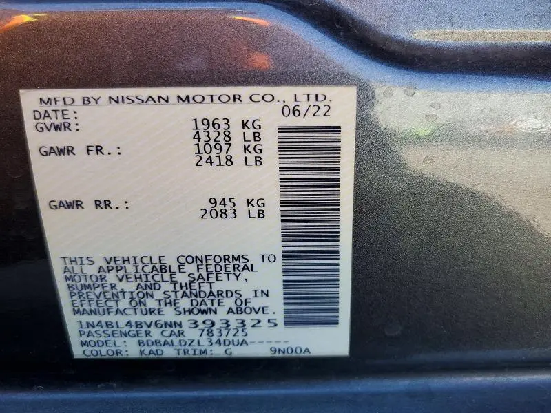 2022 NISSAN ALTIMA S  