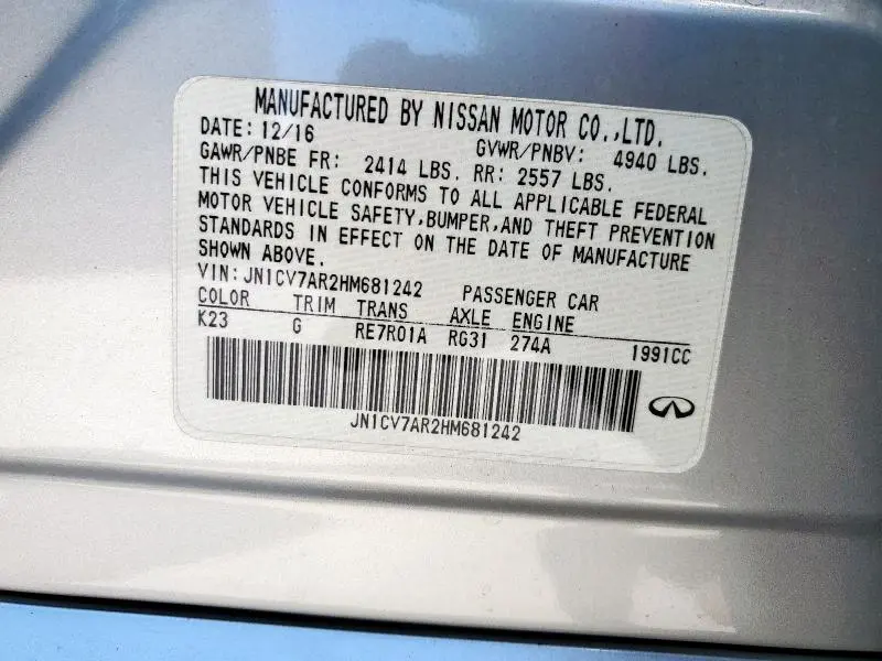2017 INFINITI Q50 BASE  