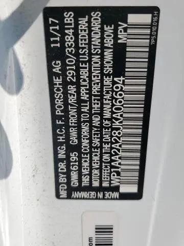 2018 PORSCHE CAYENNE   