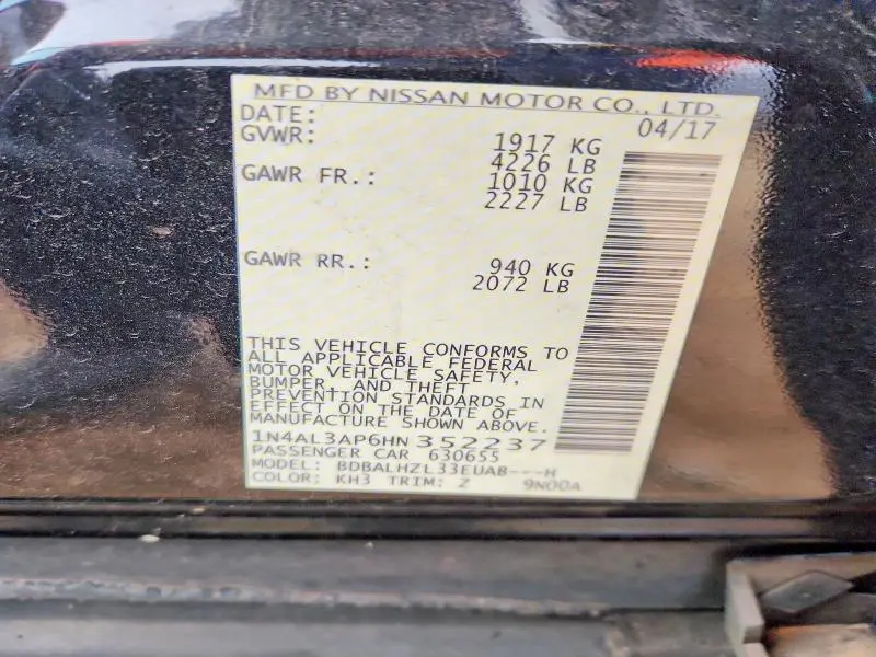 2017 NISSAN ALTIMA 2.5 SR  