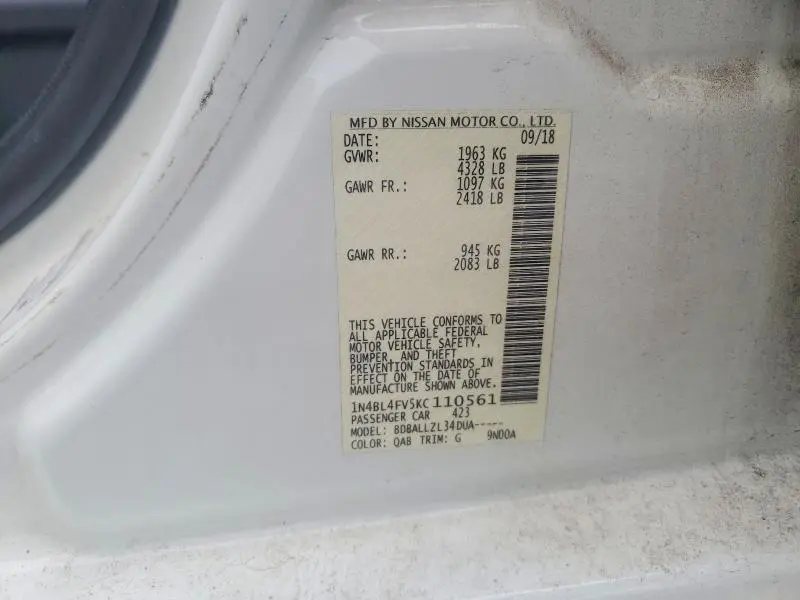 2019 NISSAN ALTIMA PLATINUM  