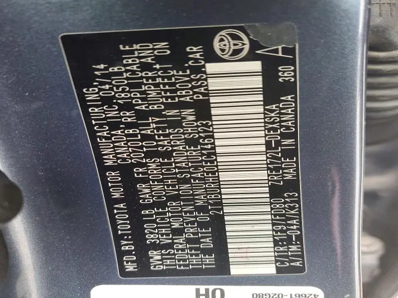 2014 TOYOTA COROLLA S PLUS  