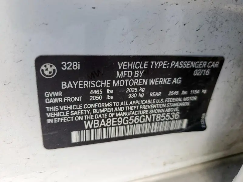 2016 BMW 328 I SULEV  