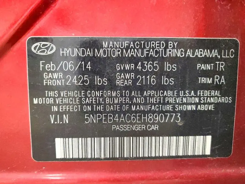 2014 HYUNDAI SONATA GLS  