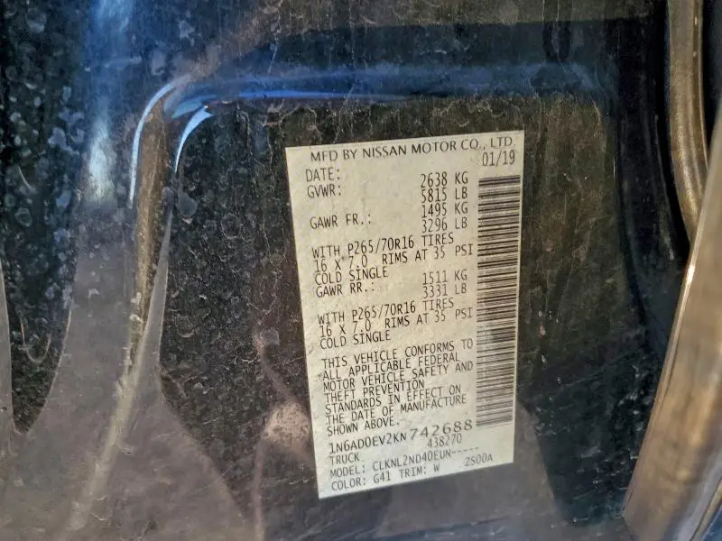 2019 NISSAN FRONTIER S  