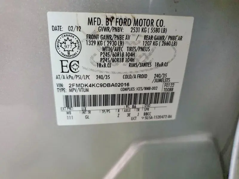 2013 FORD EDGE LIMITED  