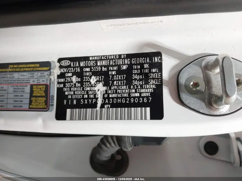 2017 KIA SORENTO 2.4L LX