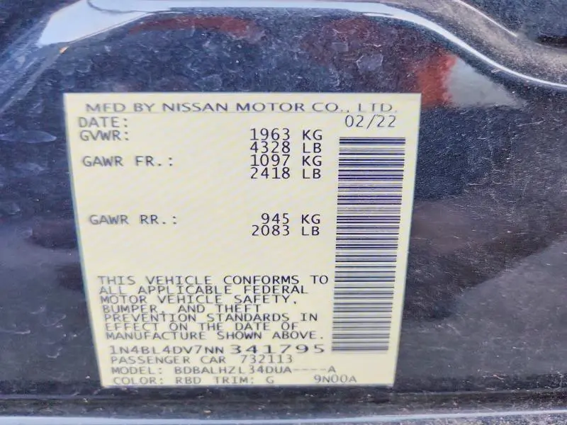 2022 NISSAN ALTIMA SV  
