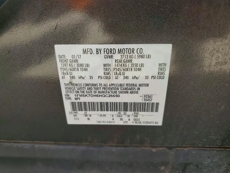 2017 FORD EXPLORER XLT  