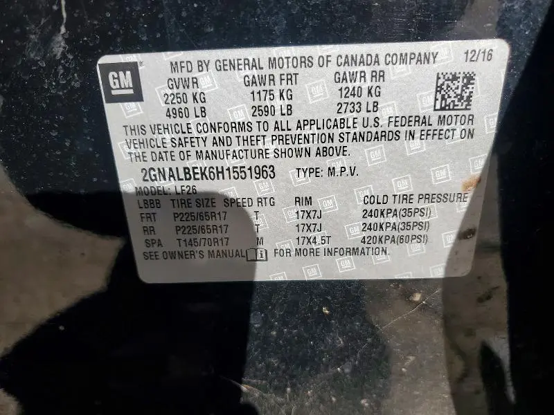 2017 CHEVROLET EQUINOX LS  