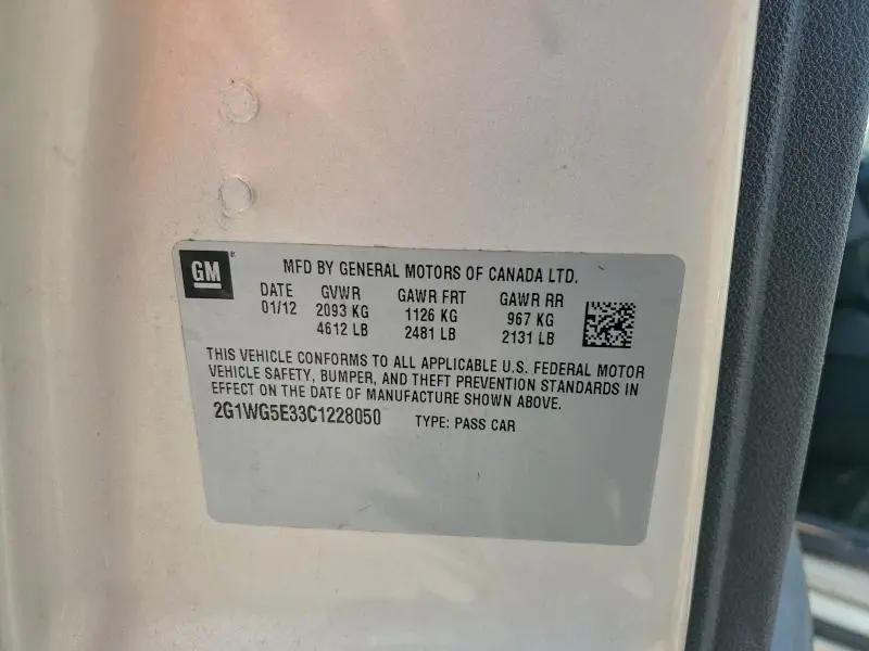 2012 CHEVROLET IMPALA LT  