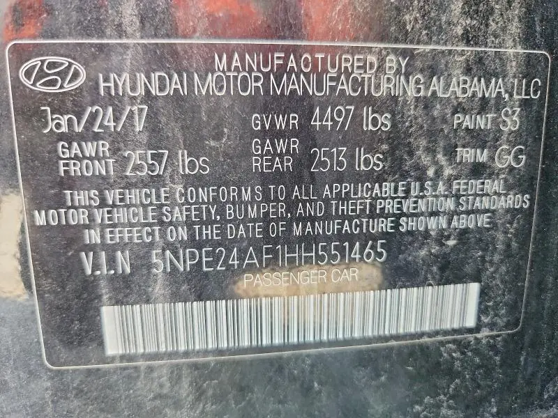 2017 HYUNDAI SONATA SE  