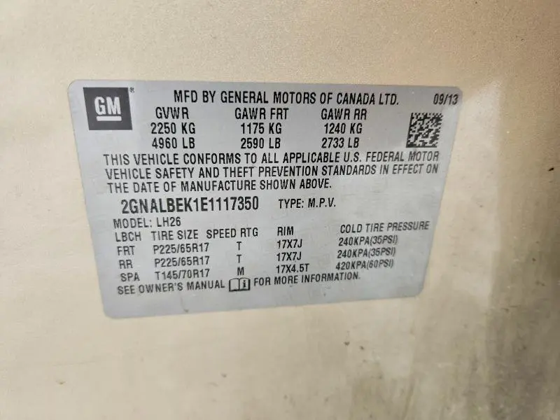 2014 CHEVROLET EQUINOX LT  