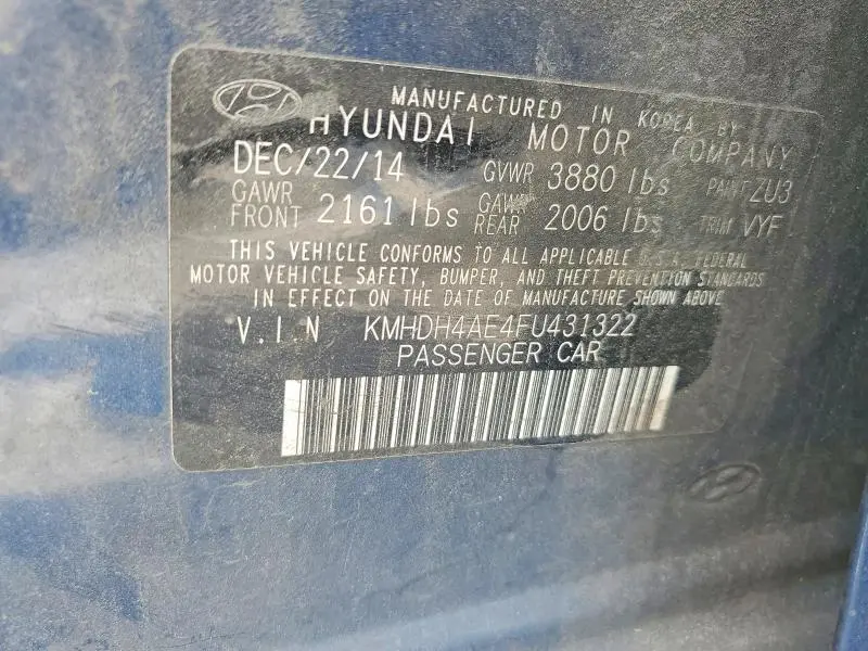 2015 HYUNDAI ELANTRA SE  