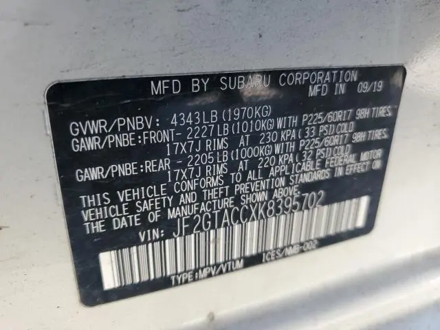 2019 SUBARU CROSSTREK PREMIUM  